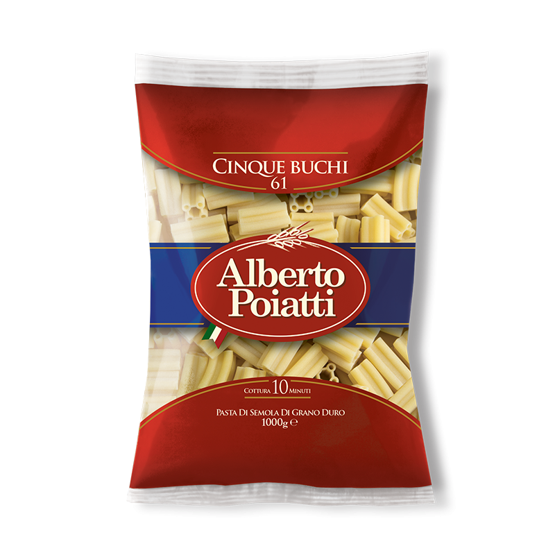Pasta di Semola di Grano Duro, Cinque Buchi Alberto Poiatti confezione da 1kg Pasta di Semola di Grano Duro, Cinque Buchi Alberto Poiatti confezione da 1kg