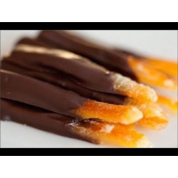 Candied Sicilian Orange covered in chocolate, "Scorzette Candite" pack of 100g